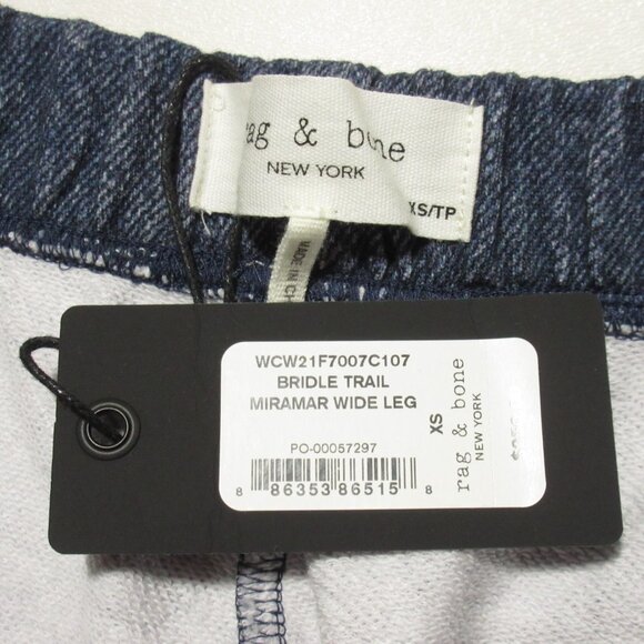 NWT rag & bone Miramar Wide Leg in Bridle Trail Photo Printed Faux Jean Pants XS - Picture 6 of 12